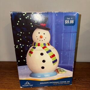 Holiday Time Snowman Cookie Jar - White, Black, and Multicolor